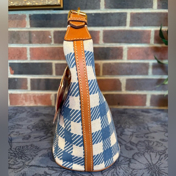 Dooney and Bourke Vintage Blue and off white checkerboard mini bucket bag - Picture 5 of 13